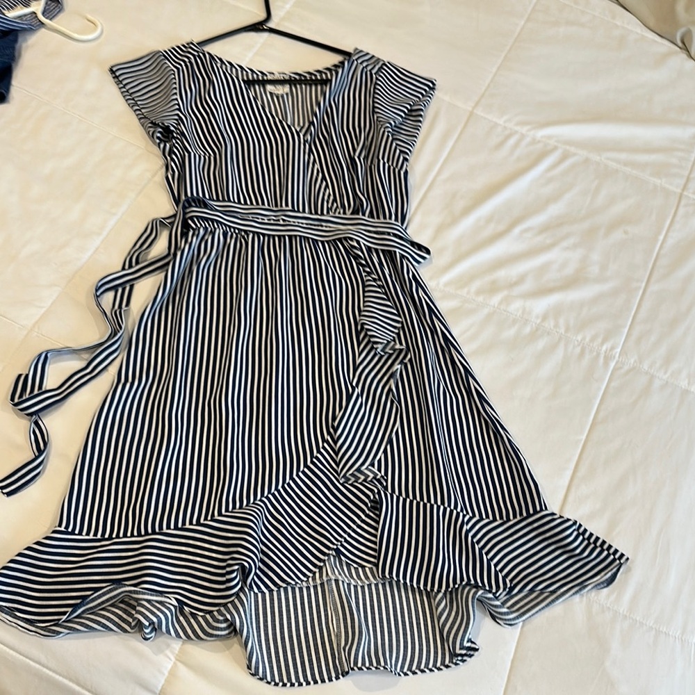 Striped Ruffle Wrap Skirt